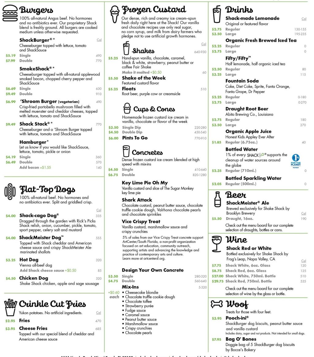 Shake Shack Menu Shake Shack Burger Menu With Prices October 2023