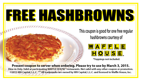 waffle house coupons. Free Hashbrown