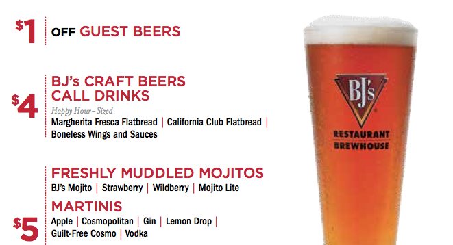 bjs happy hour and opening times
