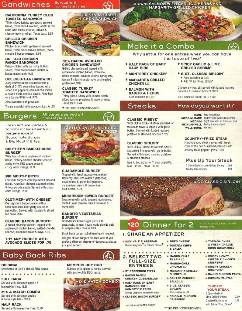 Chilis Menu with Prices Lunch, Dinner October 2023 Chili's Near Me