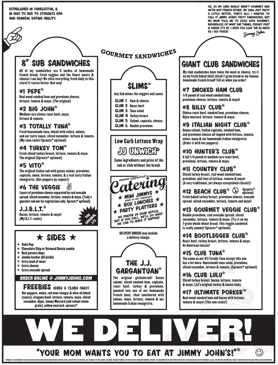 Jimmy Johns Menu with Prices October 2023